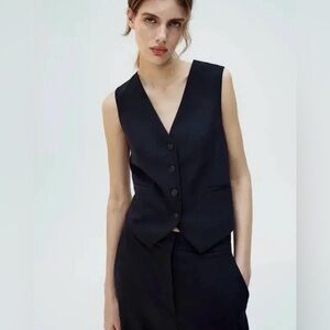 ZARA Black Button Down Vest